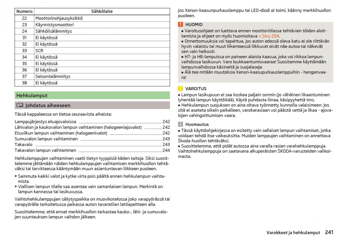 Skoda Superb III 3 omistajan kasikirja / page 243