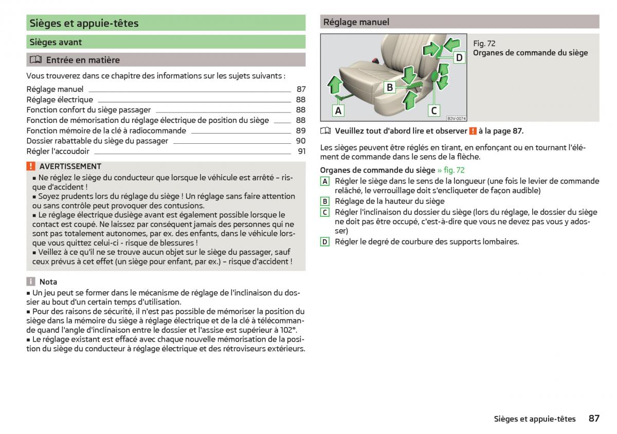 Skoda Superb III 3 manuel du proprietaire / page 89