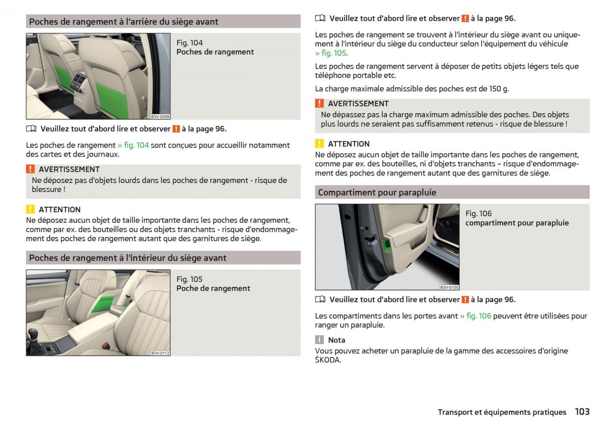 Skoda Superb III 3 manuel du proprietaire / page 105