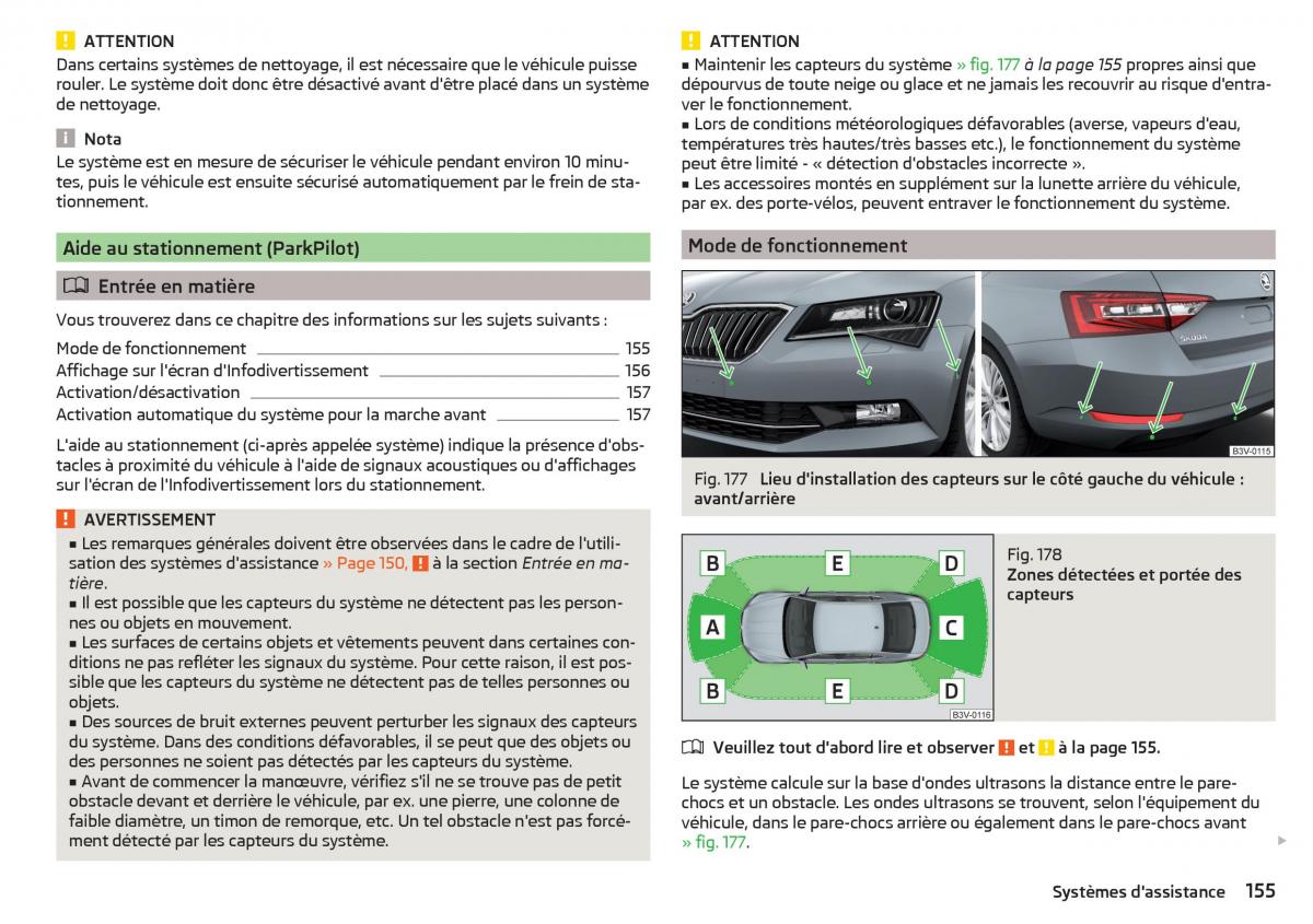 Skoda Superb III 3 manuel du proprietaire / page 157