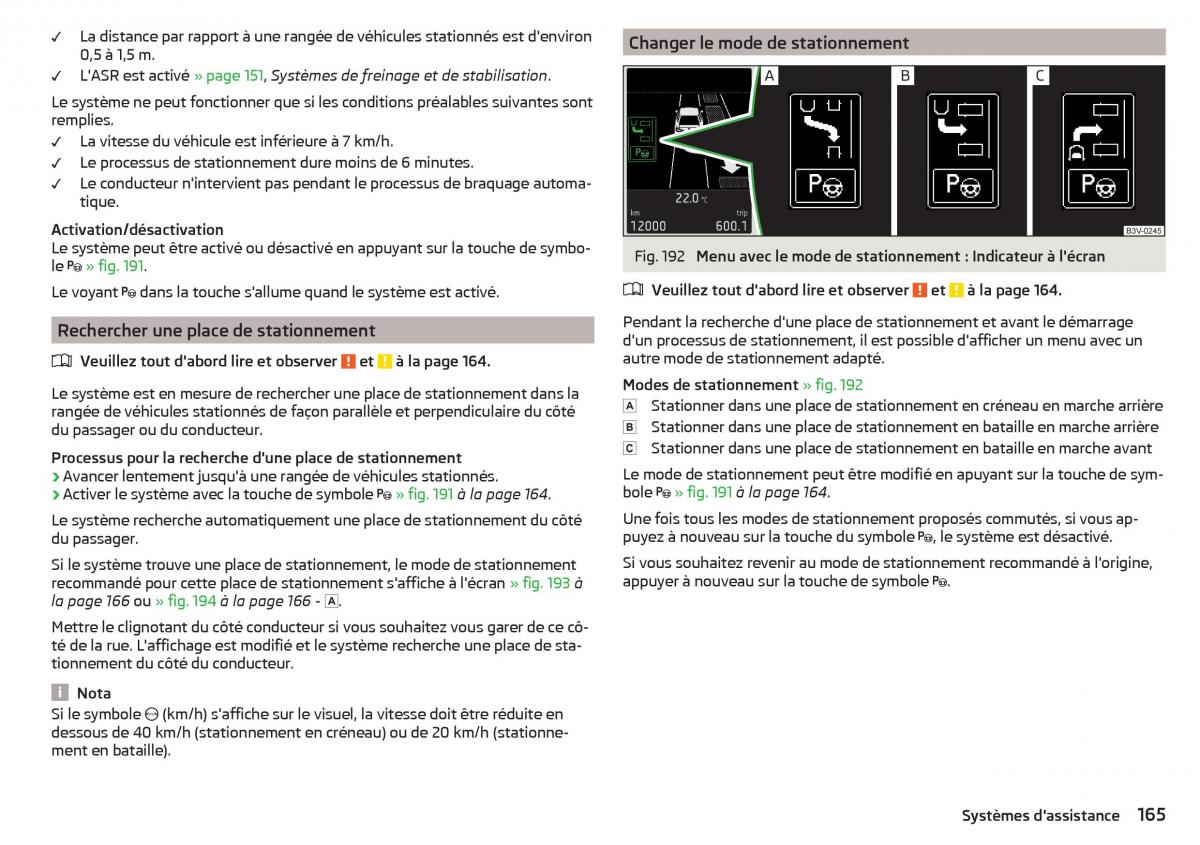 Skoda Superb III 3 manuel du proprietaire / page 167