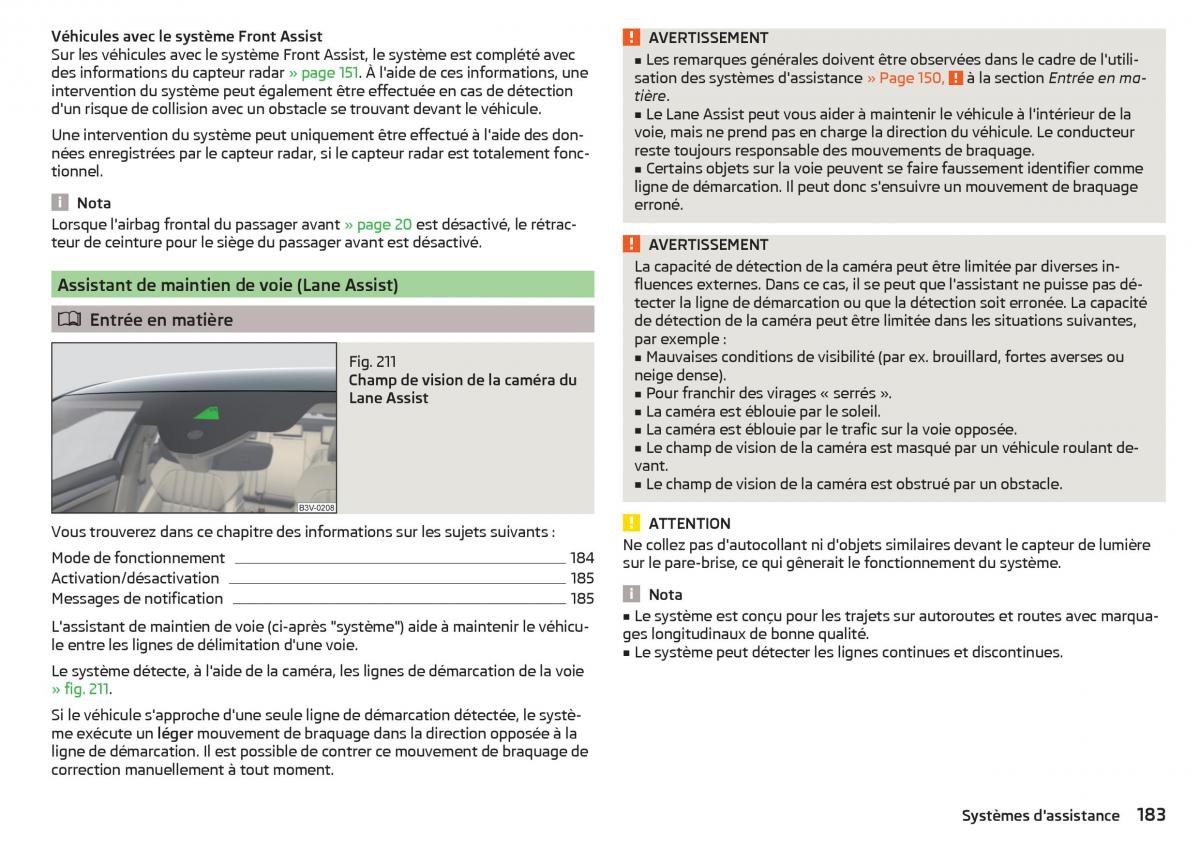 Skoda Superb III 3 manuel du proprietaire / page 185