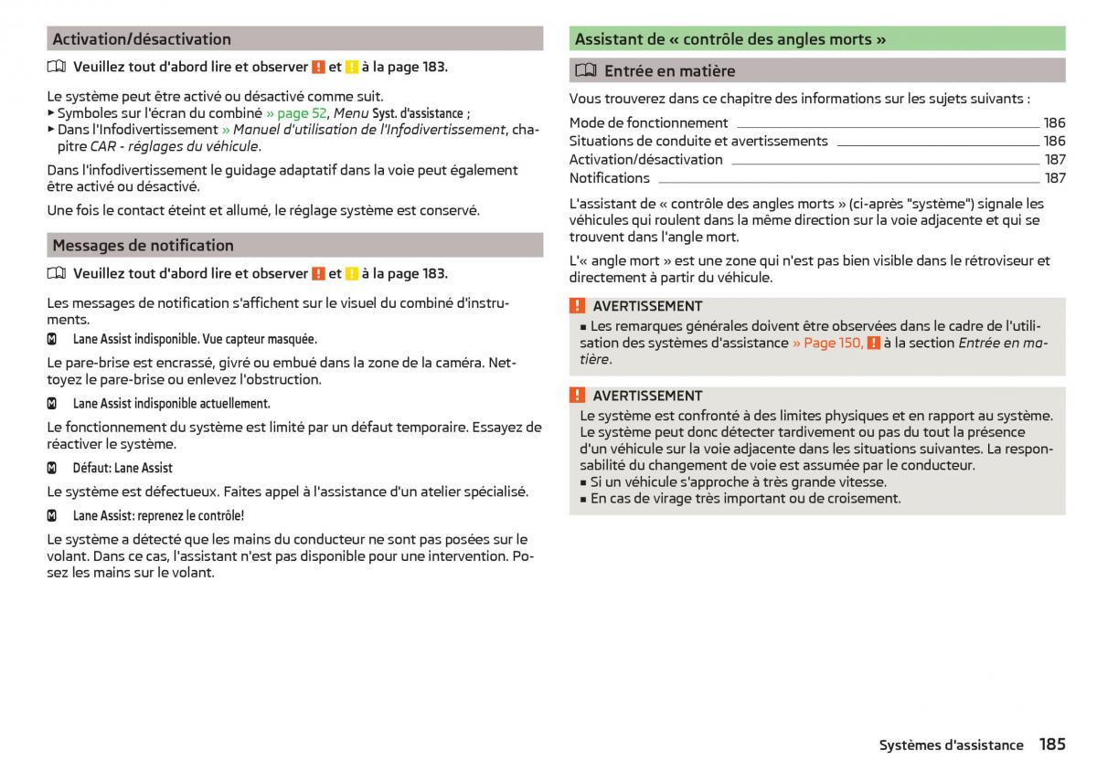 Skoda Superb III 3 manuel du proprietaire / page 187