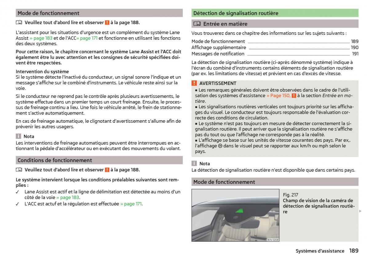 Skoda Superb III 3 manuel du proprietaire / page 191