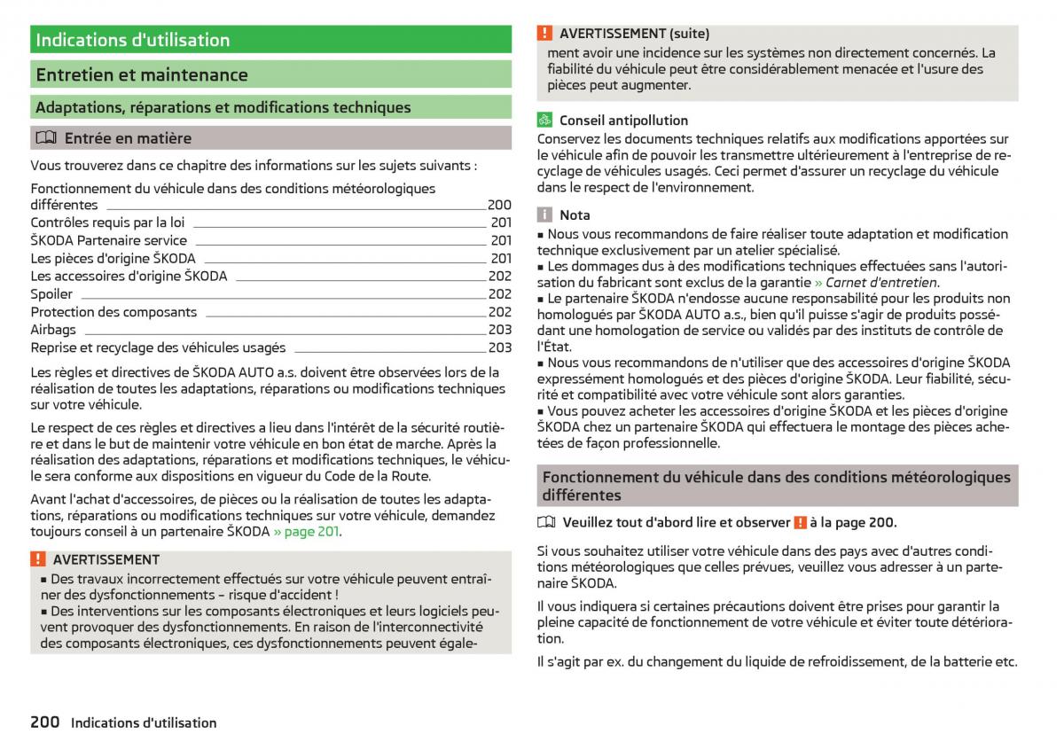 Skoda Superb III 3 manuel du proprietaire / page 202