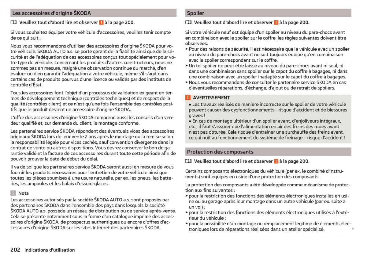 Skoda Superb III 3 manuel du proprietaire / page 204