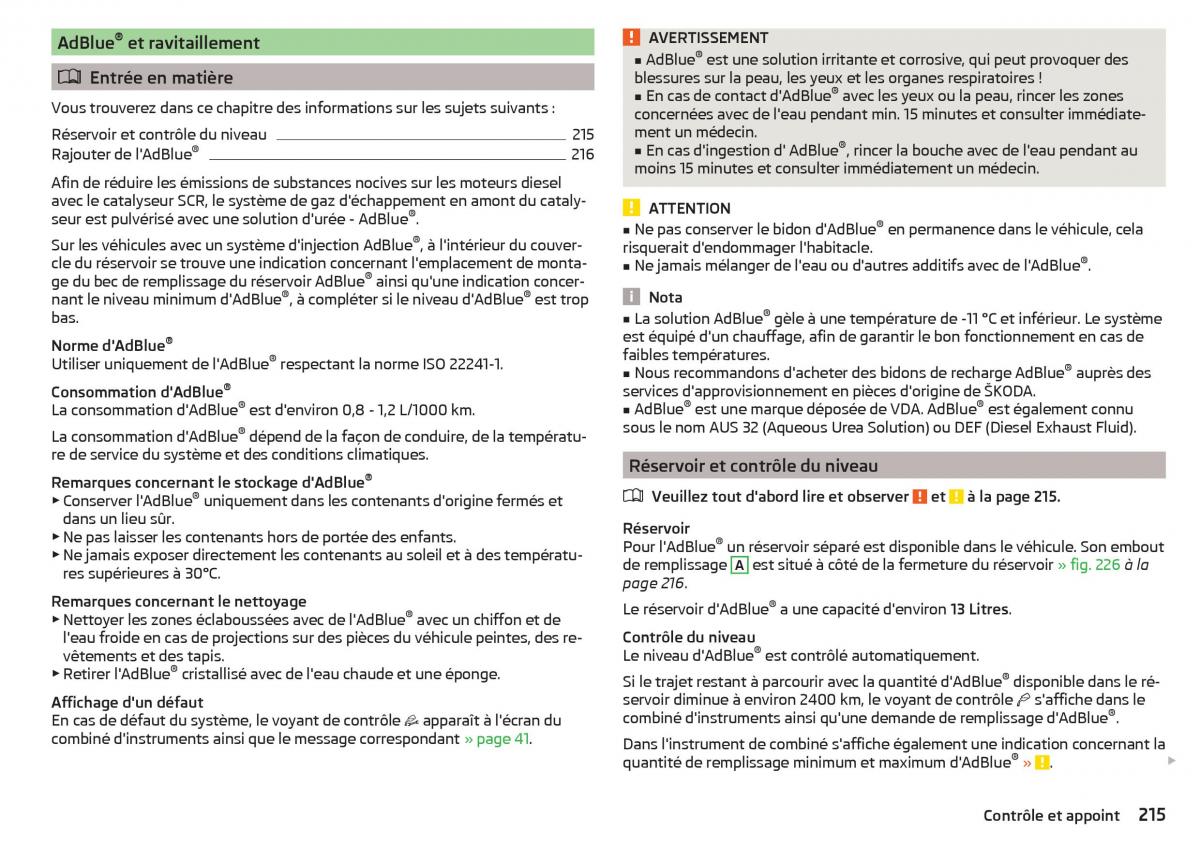 Skoda Superb III 3 manuel du proprietaire / page 217