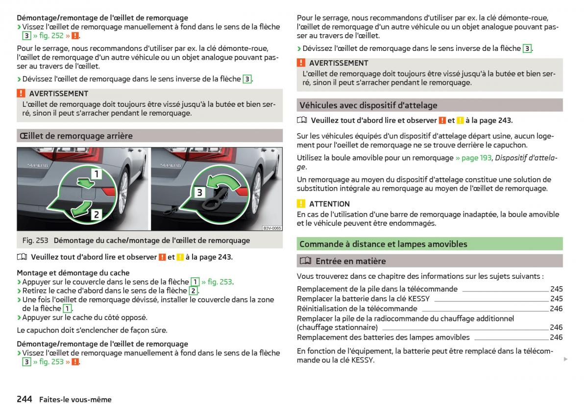 Skoda Superb III 3 manuel du proprietaire / page 246