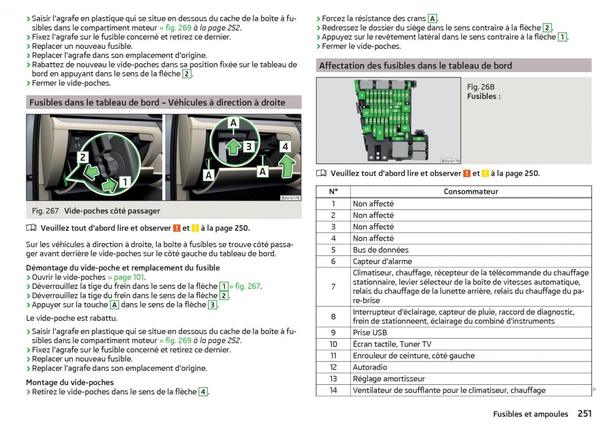 Skoda Superb III 3 manuel du proprietaire / page 253