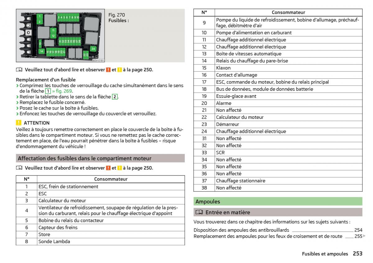 Skoda Superb III 3 manuel du proprietaire / page 255