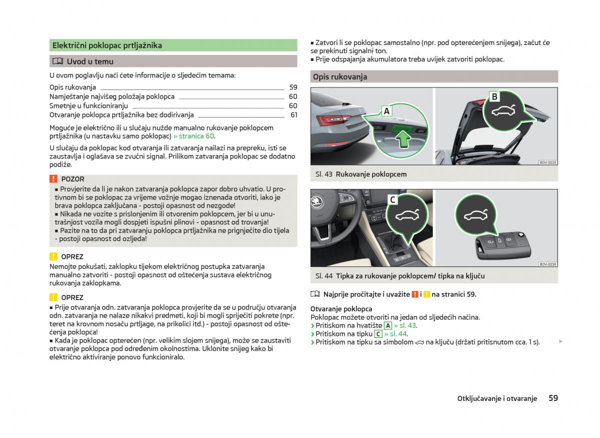 Skoda Superb III 3 vlasnicko uputstvo / page 62