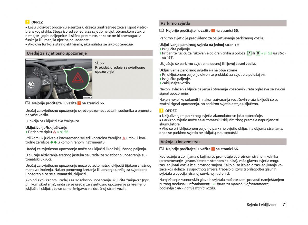 Skoda Superb III 3 vlasnicko uputstvo / page 74