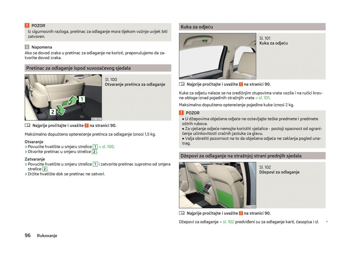 Skoda Superb III 3 vlasnicko uputstvo / page 99