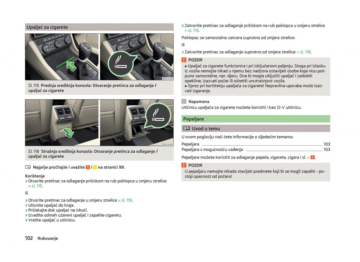 Skoda Superb III 3 vlasnicko uputstvo / page 105