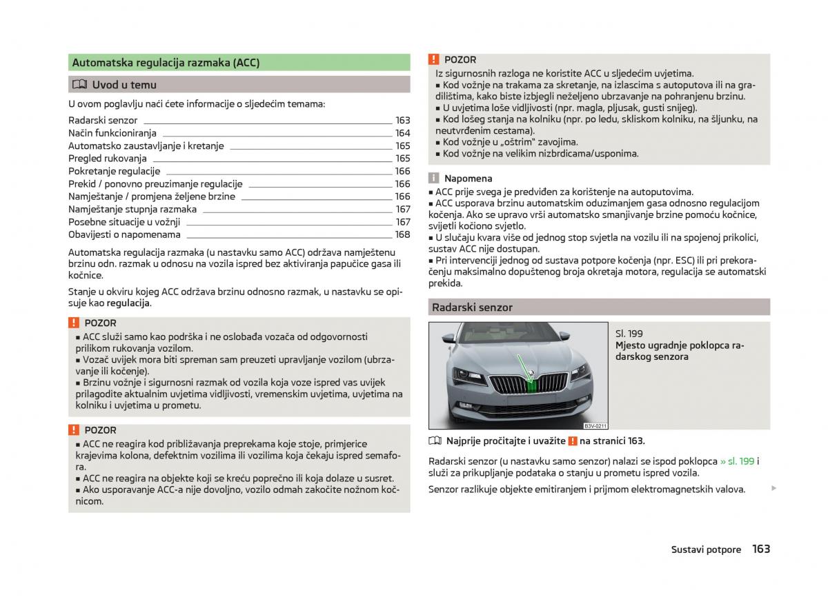 Skoda Superb III 3 vlasnicko uputstvo / page 166