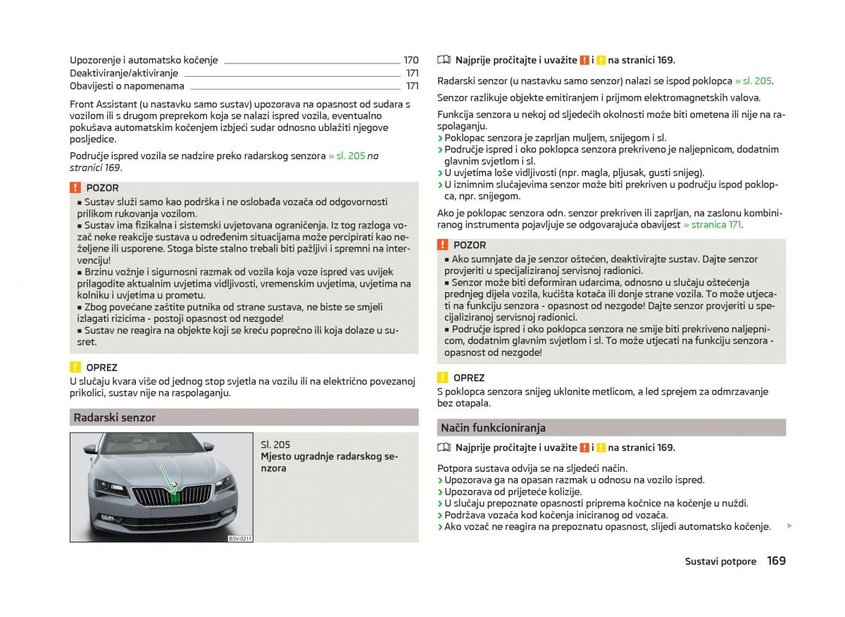 Skoda Superb III 3 vlasnicko uputstvo / page 172