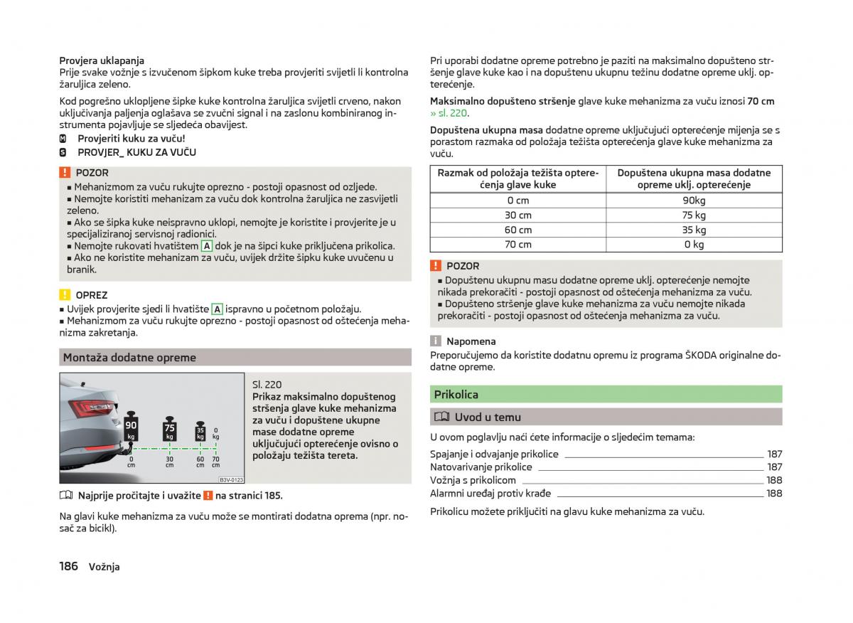 Skoda Superb III 3 vlasnicko uputstvo / page 189