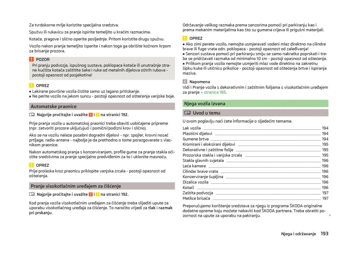 Skoda Superb III 3 vlasnicko uputstvo / page 196