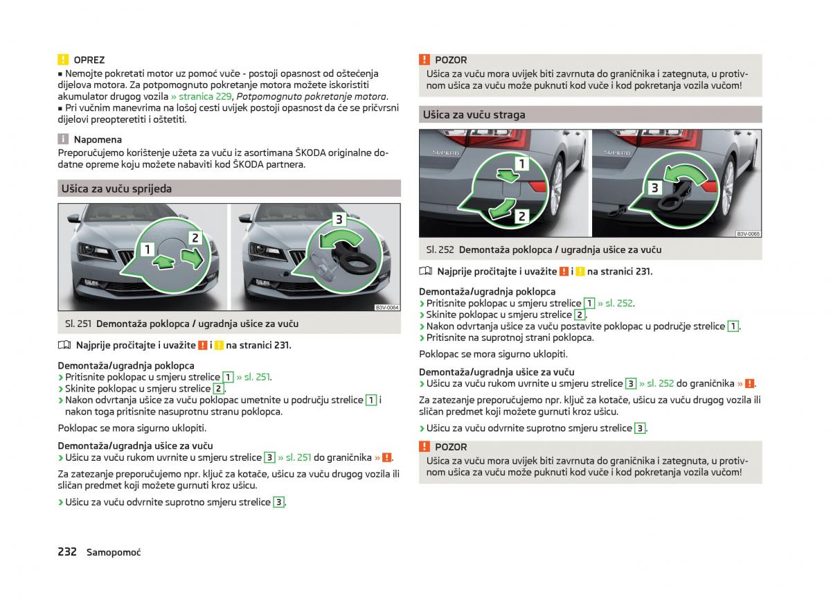 Skoda Superb III 3 vlasnicko uputstvo / page 235