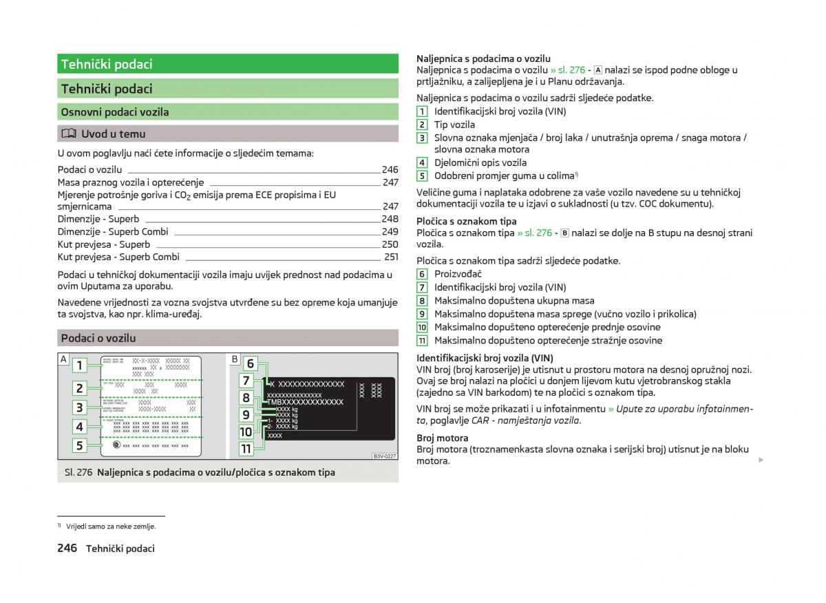 Skoda Superb III 3 vlasnicko uputstvo / page 249