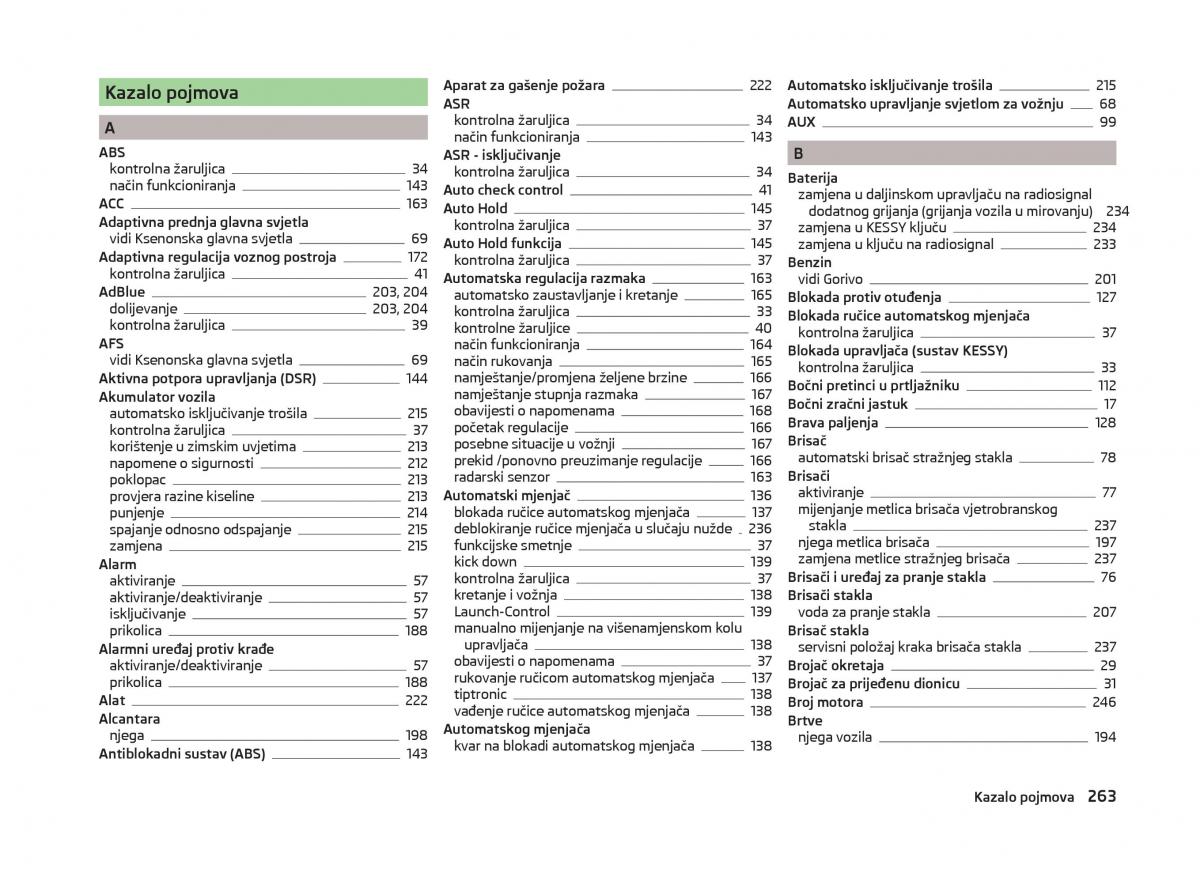 Skoda Superb III 3 vlasnicko uputstvo / page 266