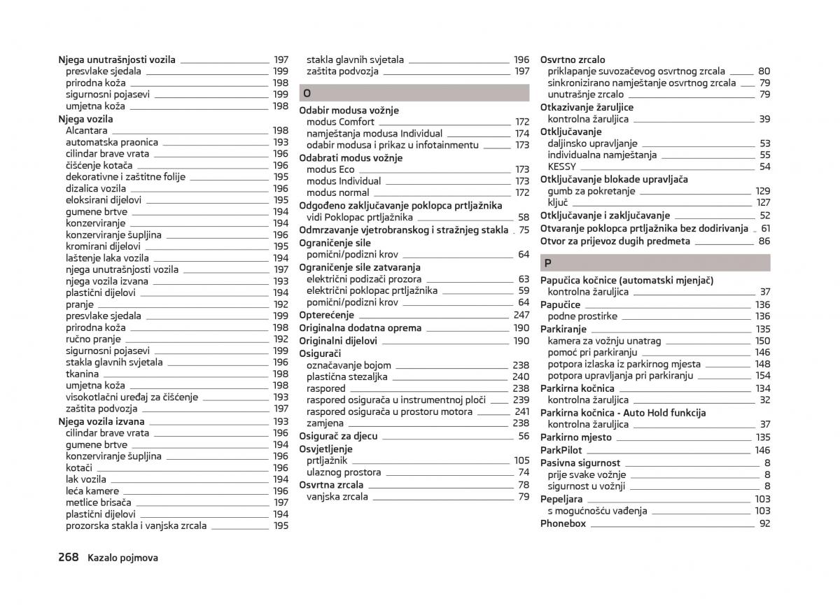 Skoda Superb III 3 vlasnicko uputstvo / page 271