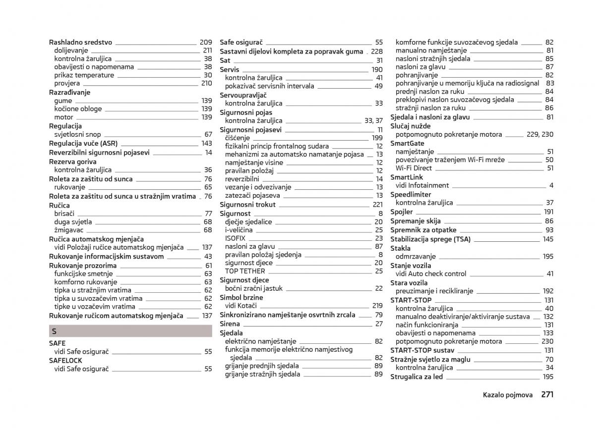 Skoda Superb III 3 vlasnicko uputstvo / page 274