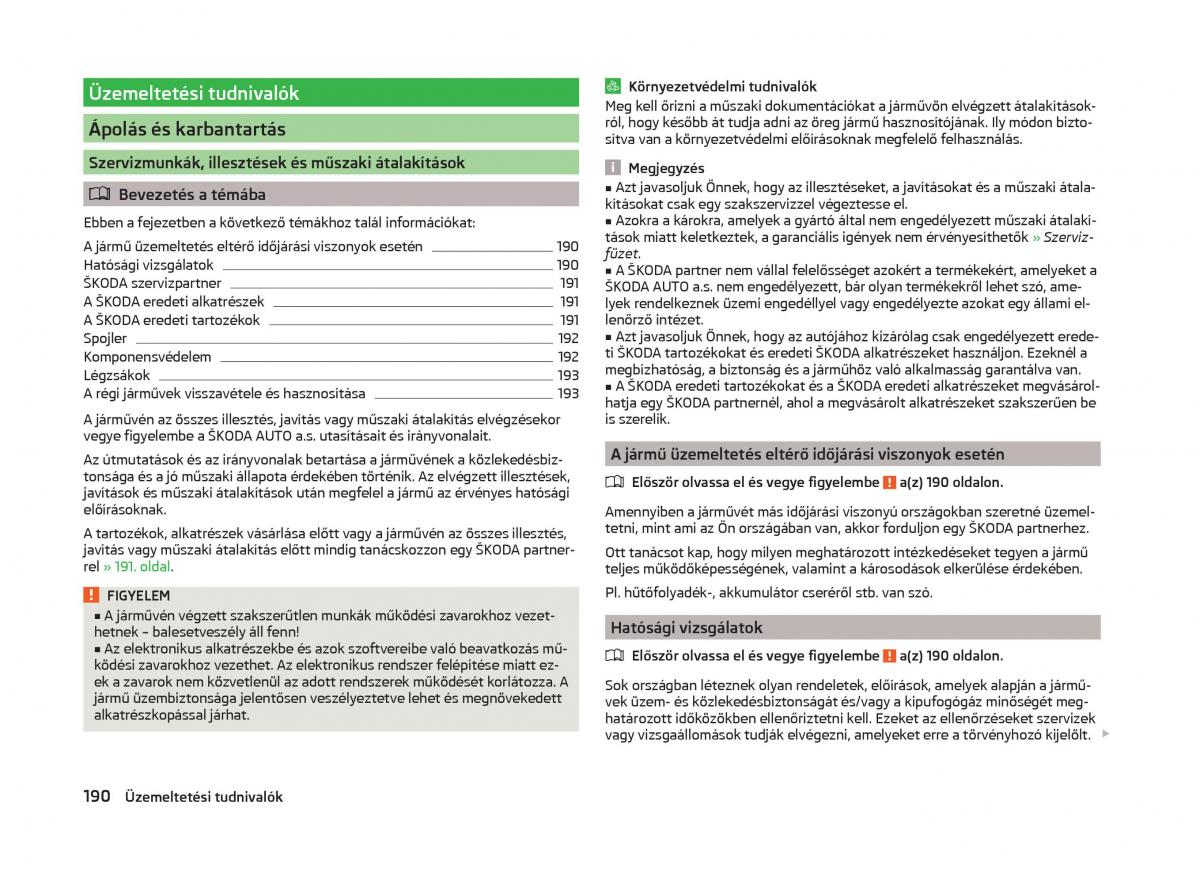 Skoda Superb III 3 Kezelesi utmutato / page 193