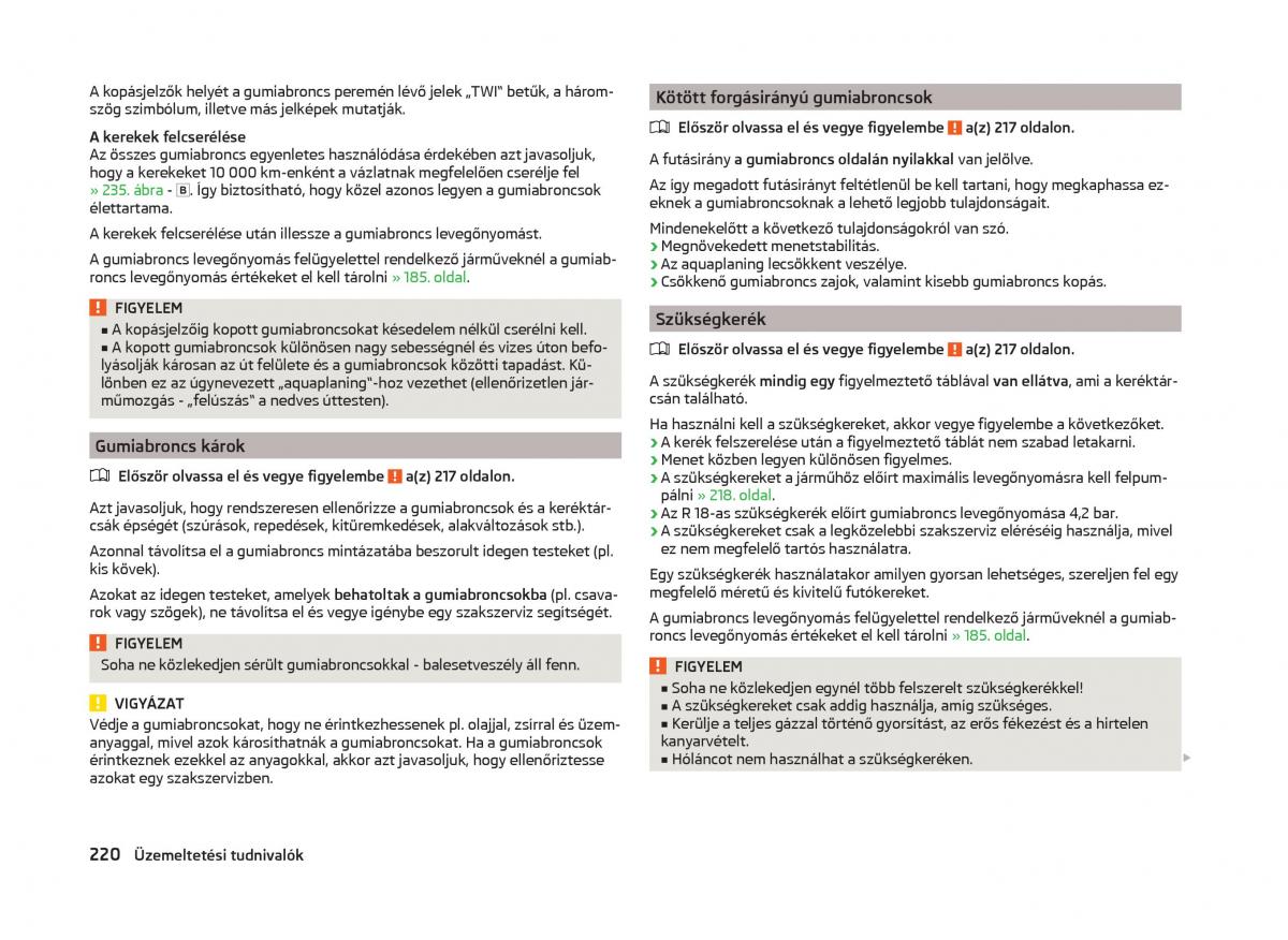 Skoda Superb III 3 Kezelesi utmutato / page 223