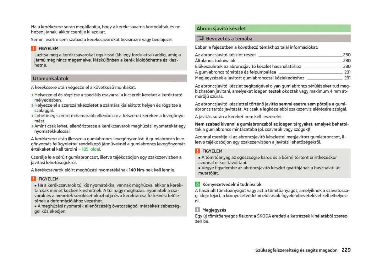 Skoda Superb III 3 Kezelesi utmutato / page 232