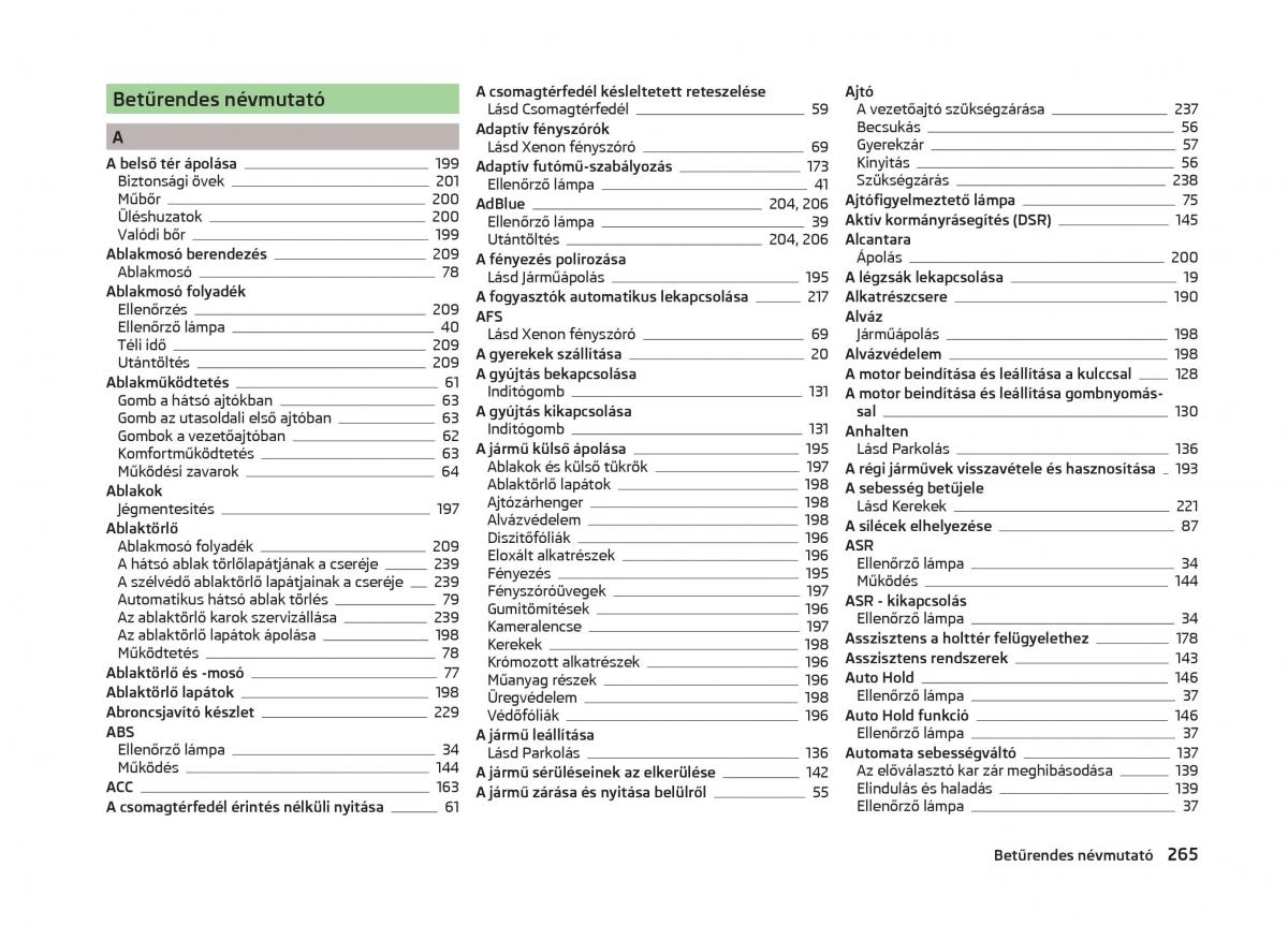 Skoda Superb III 3 Kezelesi utmutato / page 268