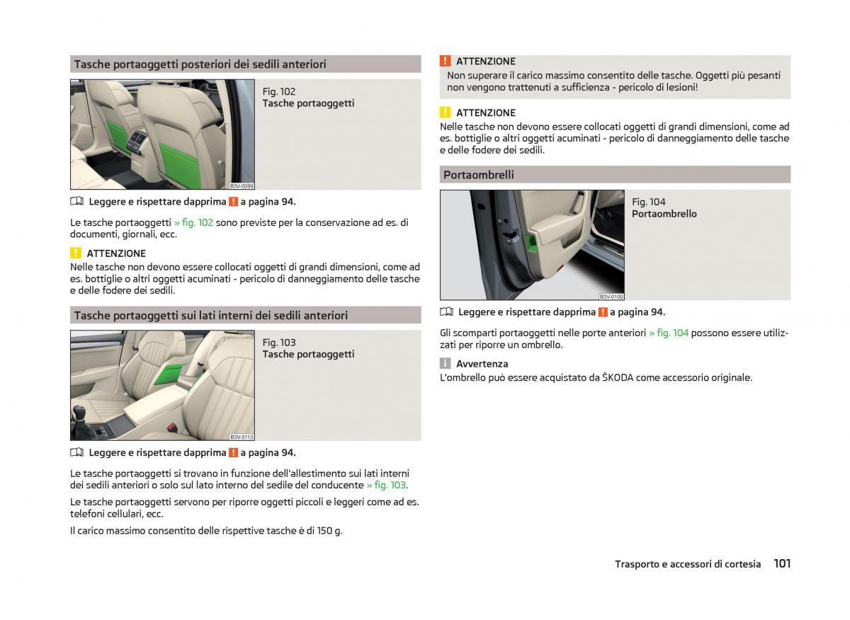 Skoda Superb III 3 manuale del proprietario / page 104