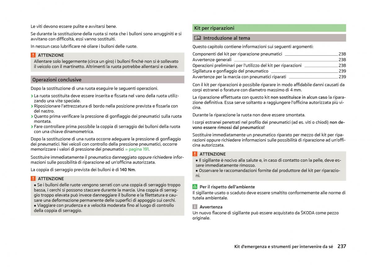 Skoda Superb III 3 manuale del proprietario / page 240