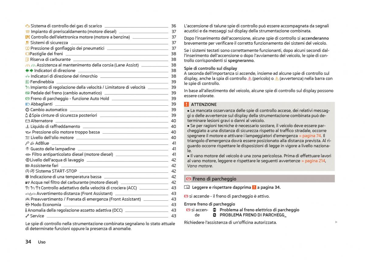 Skoda Superb III 3 manuale del proprietario / page 37