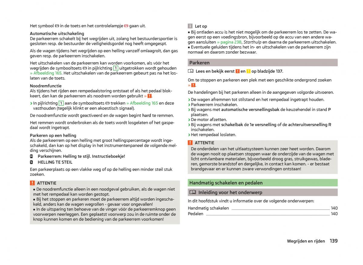 Skoda Superb III 3 handleiding / page 142