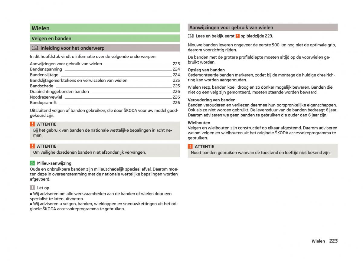 Skoda Superb III 3 handleiding / page 226