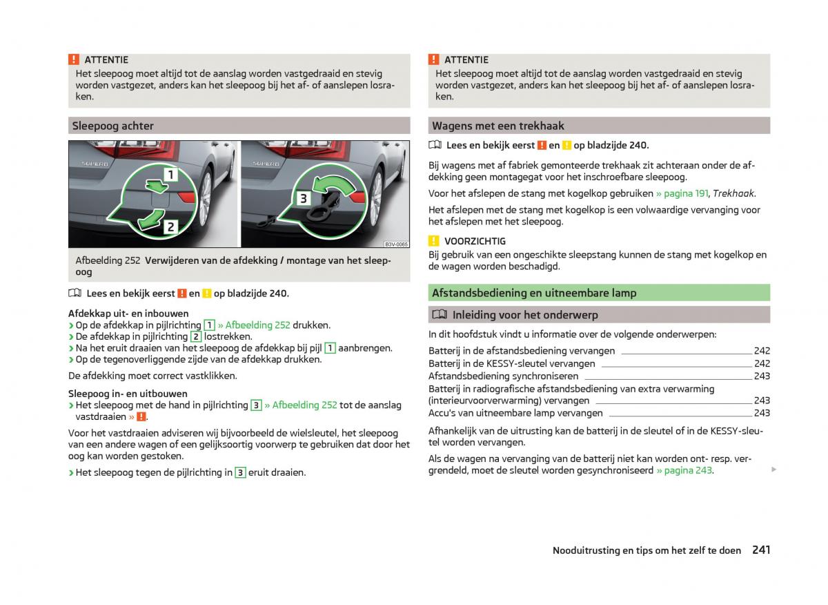 Skoda Superb III 3 handleiding / page 244