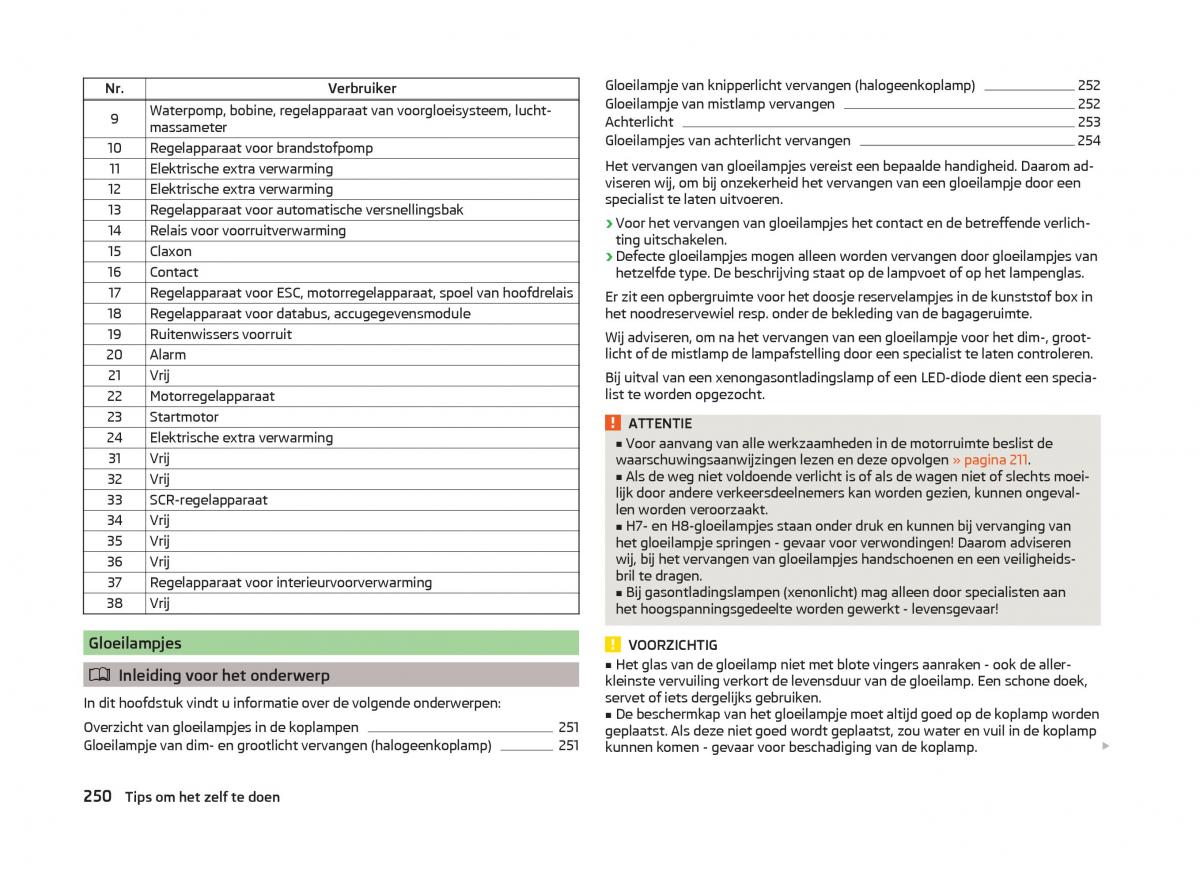 Skoda Superb III 3 handleiding / page 253