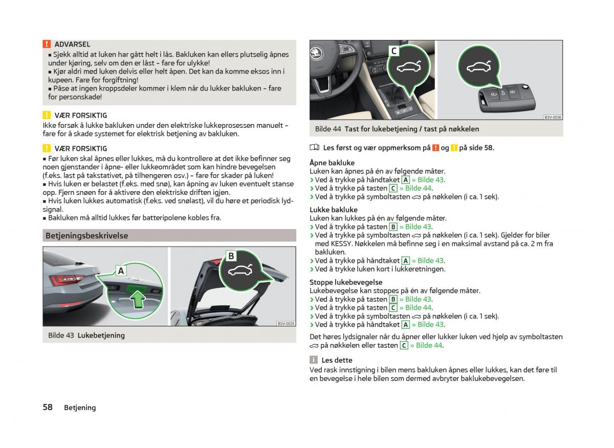 Skoda Superb III 3 bruksanvisningen / page 61