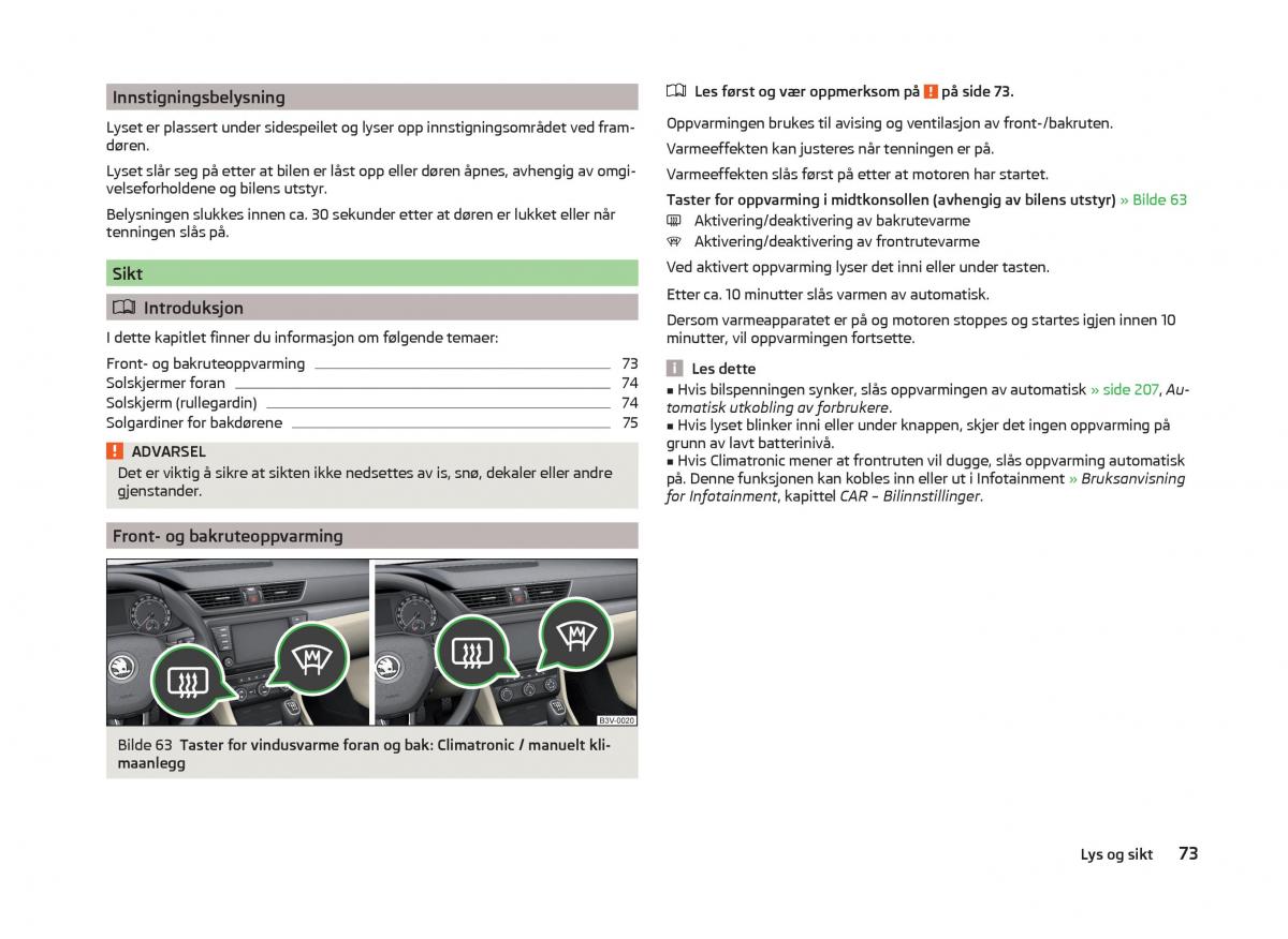 Skoda Superb III 3 bruksanvisningen / page 76