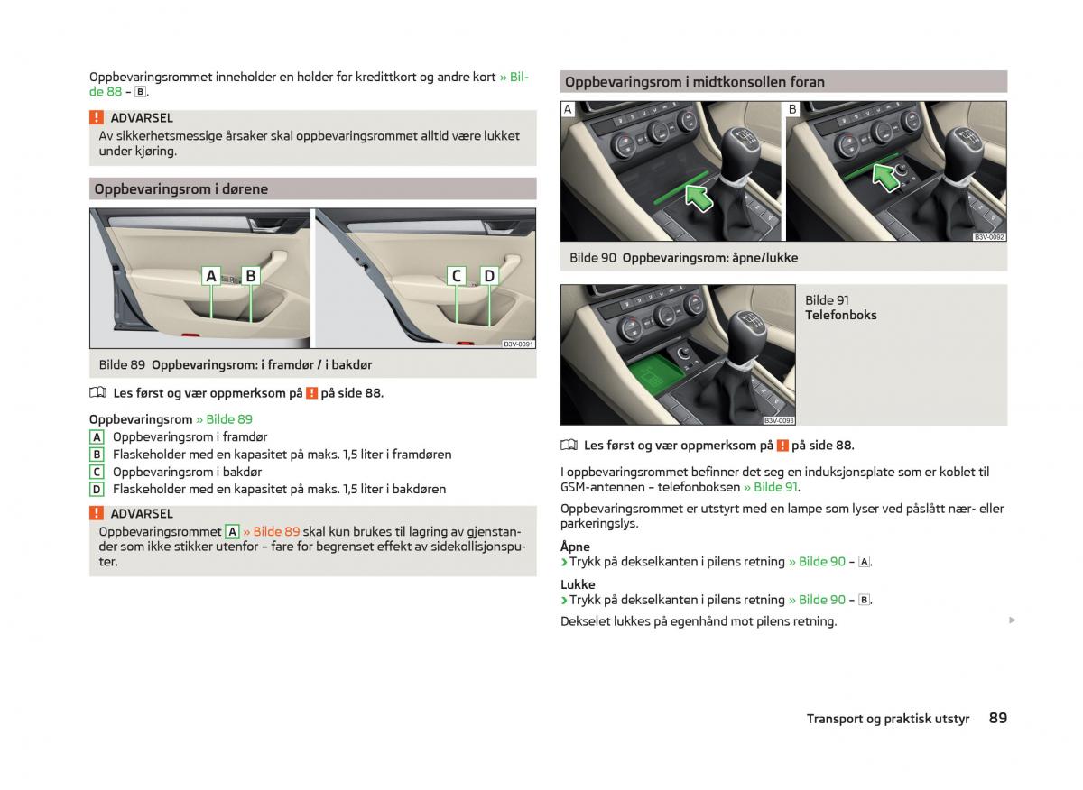 Skoda Superb III 3 bruksanvisningen / page 92