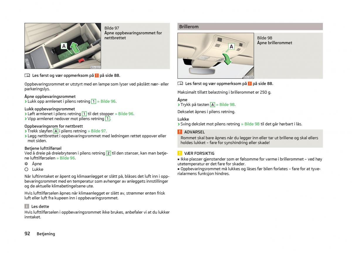 Skoda Superb III 3 bruksanvisningen / page 95