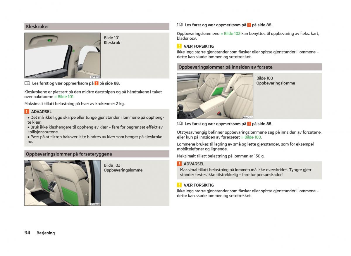 Skoda Superb III 3 bruksanvisningen / page 97