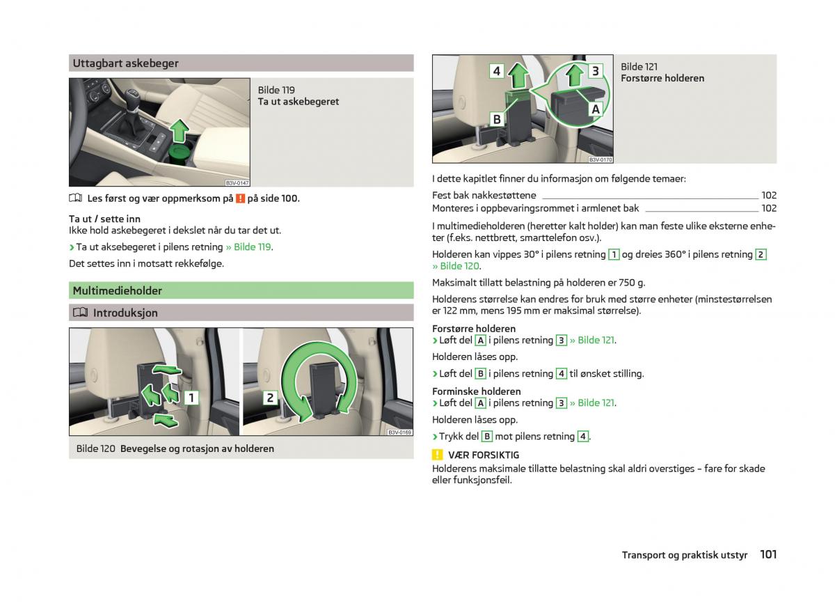 Skoda Superb III 3 bruksanvisningen / page 104