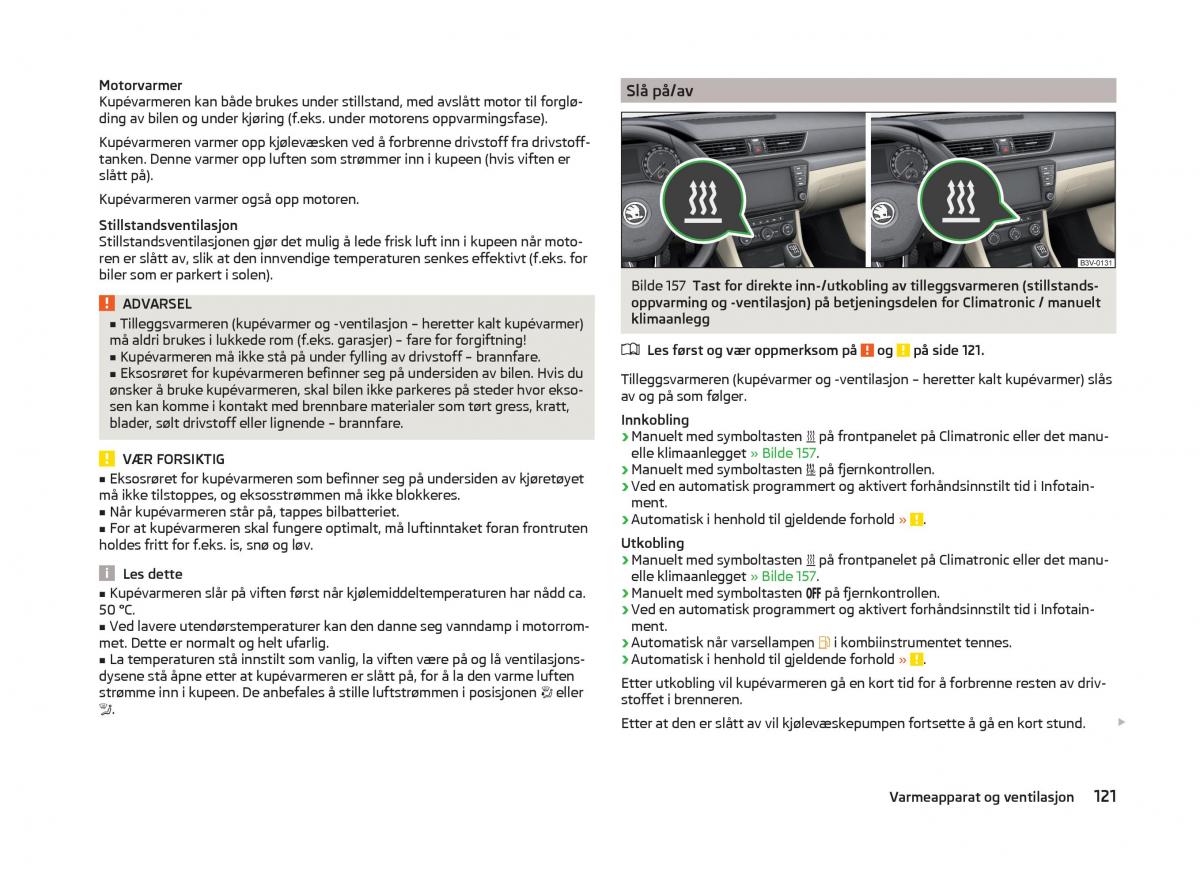 Skoda Superb III 3 bruksanvisningen / page 124