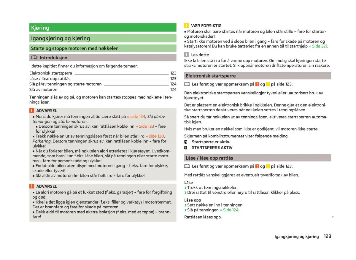 Skoda Superb III 3 bruksanvisningen / page 126