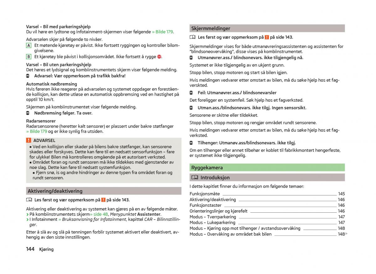 Skoda Superb III 3 bruksanvisningen / page 147