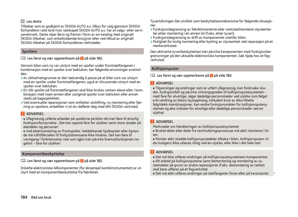 Skoda Superb III 3 bruksanvisningen / page 187