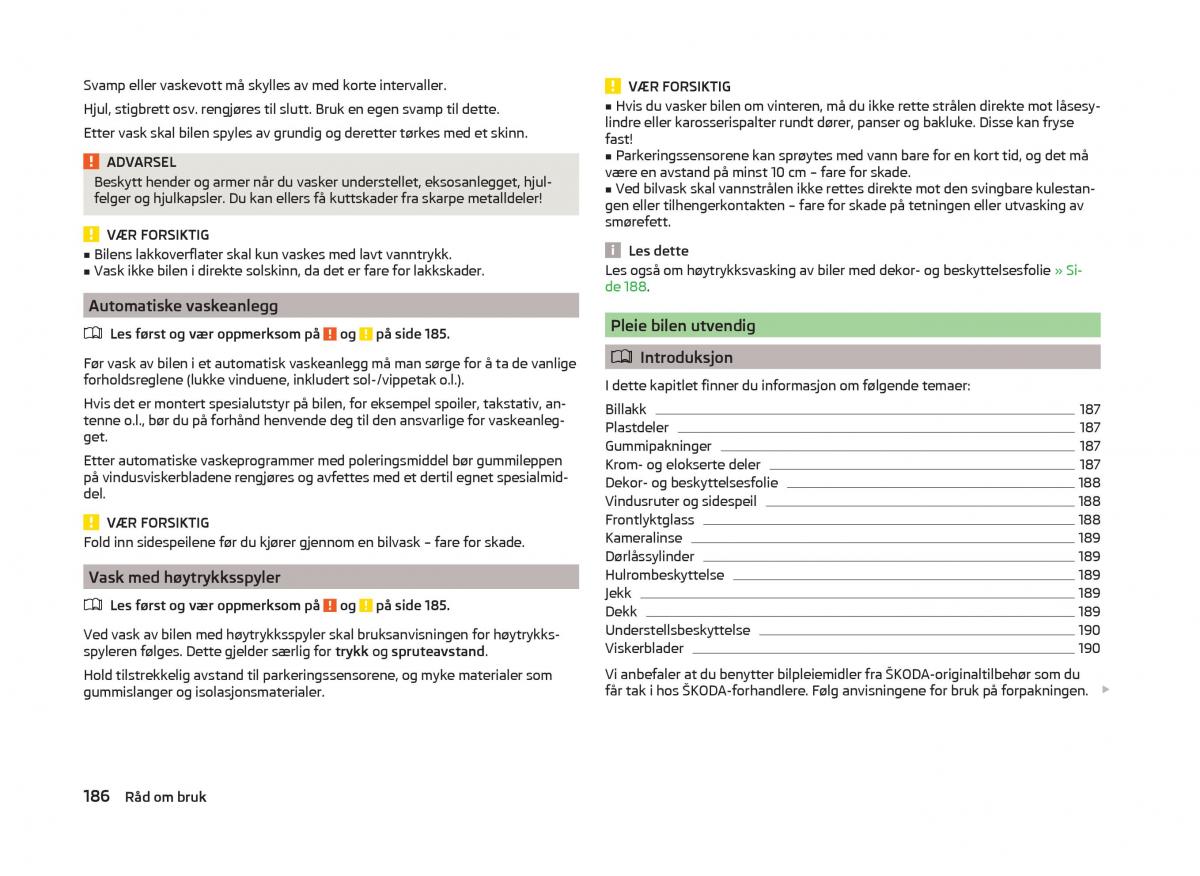 Skoda Superb III 3 bruksanvisningen / page 189