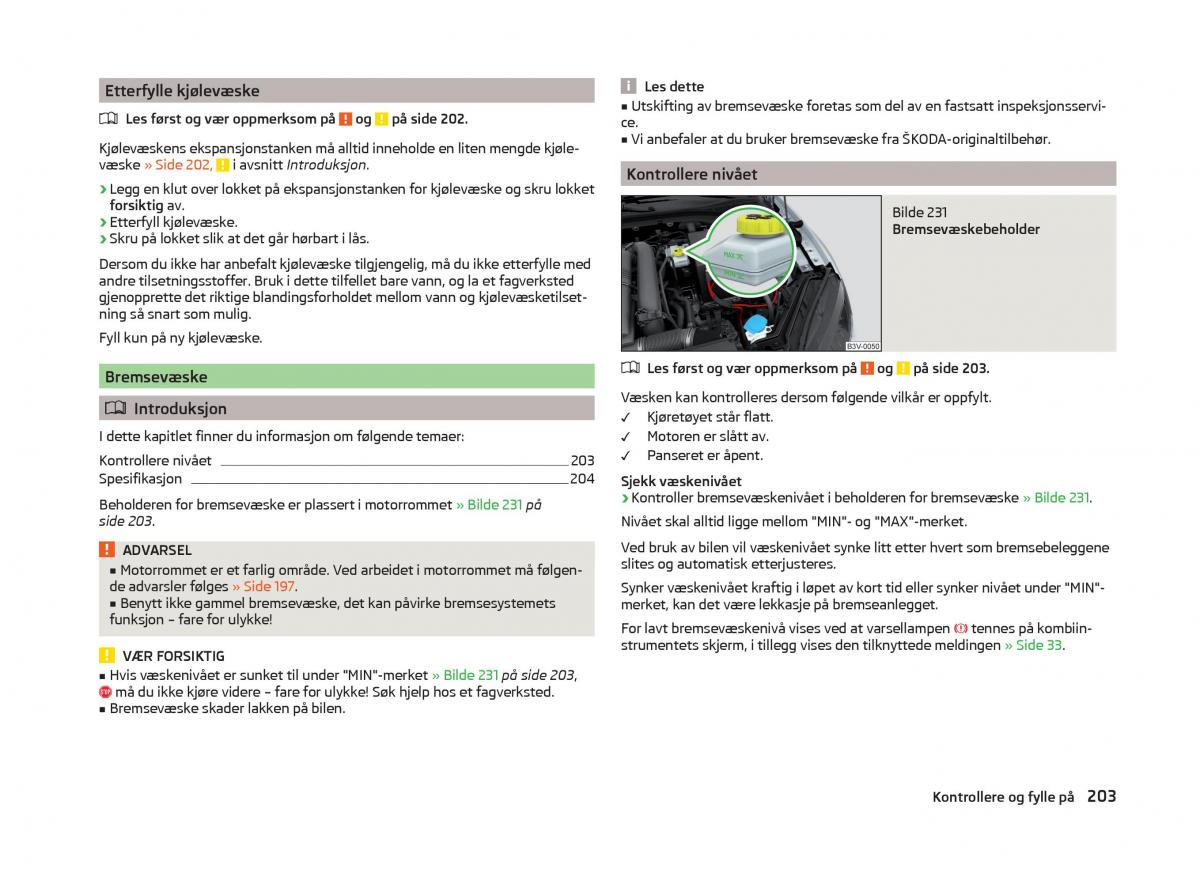 Skoda Superb III 3 bruksanvisningen / page 206